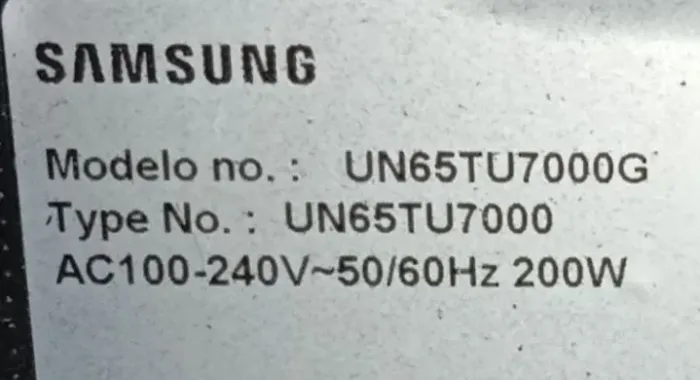 Samsung UN65TU7000 TELA INTEIRA SEM IMAGEM