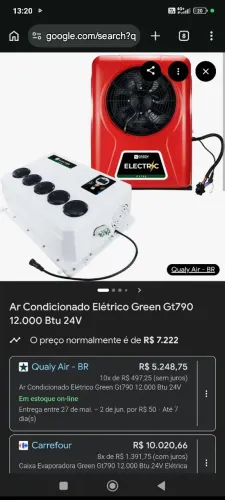 Ar condicionado elétrico 24v 12.000btu