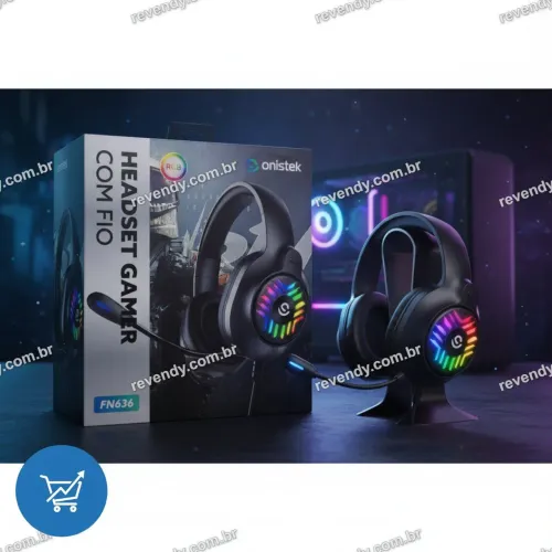 Fone de Ouvido para jogos - com RGB vibrantes e cabo, ideal para PC, Xbox e ps4
