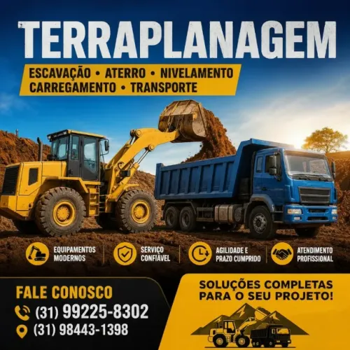 Bruta Terraplanagem: Aterro, Desaterro, Limpeza e Transporte de Terra