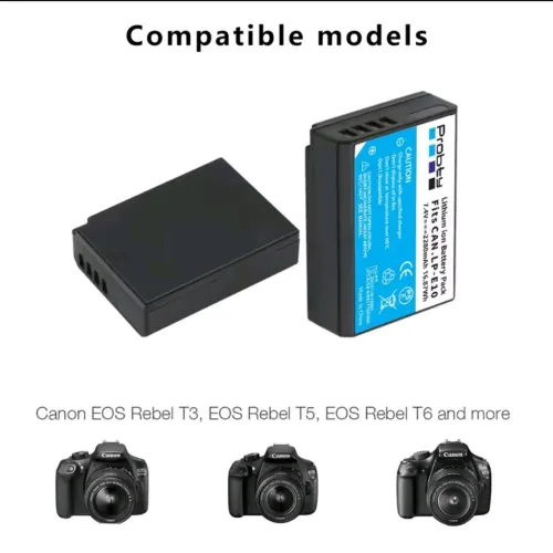 2 Baterias Lp-E10 2200 Mah Mais Um Carregador Simples  Canon T3 T5 T6 T7 T100 X70 X70 X90 
