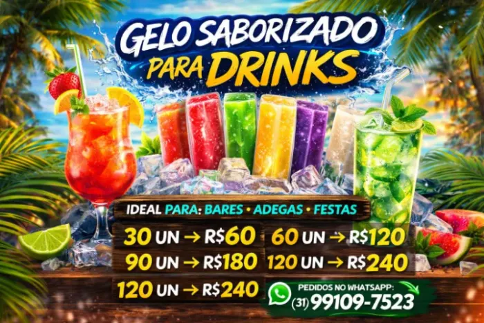 Gelo Saborizado 200ml para Drinks - Fardo com 30 por R$60 - Betim
