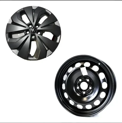 Jogo de Rodas de Ferro Aro 16 + Calotas + Emblemas - VW Nivus Sense 2026 (Original)