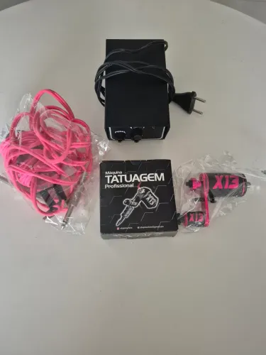 Máquina de tatuagem x13 com pedal, cabo e fonte
