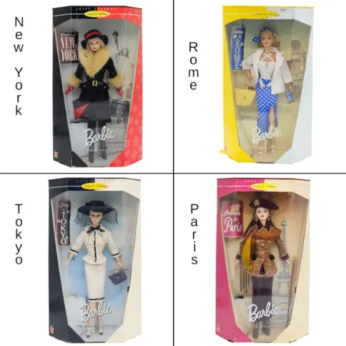 4 Barbies Collector City Seasons Nova york, Roma, Tokyo, Paris. Caixa original NRFB