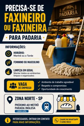 Precisa de faxineiro ou faxineira