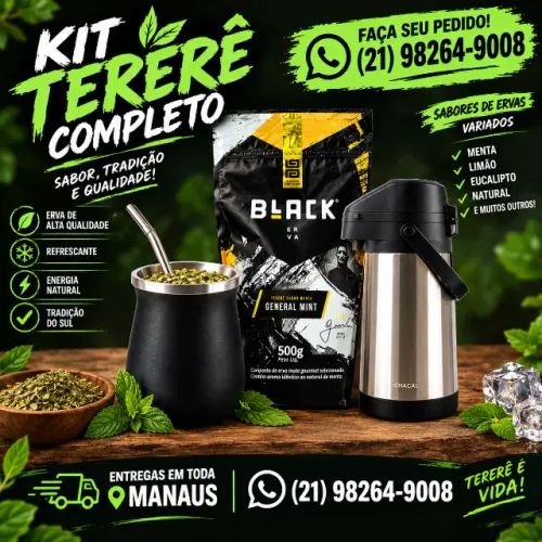 Kit tereré completo (copo, bomba, erva e garrafa)