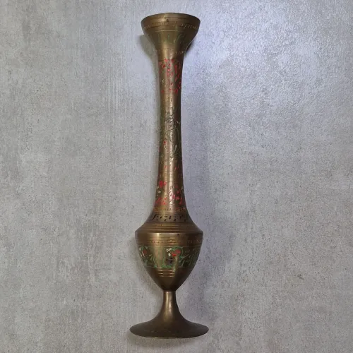 VASO DE METAL VINTAGE ORIGINAL DA ÍNDIA INDIANO 