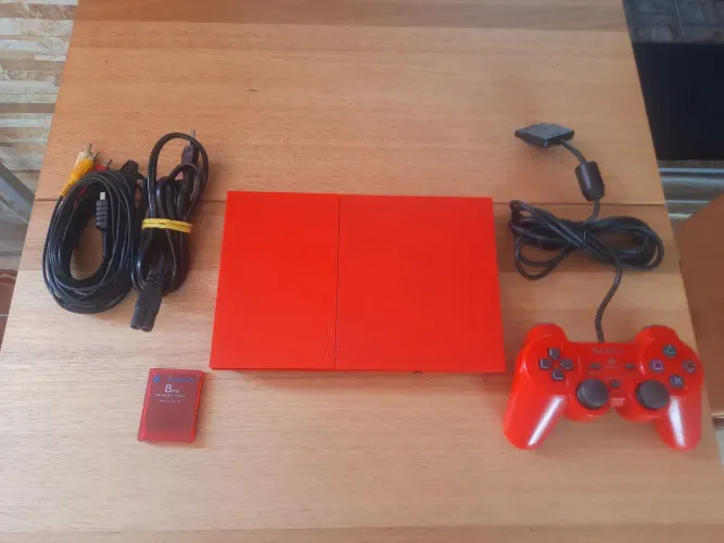 PlayStation 2 Slim - Edição Cinnabar Red Completo