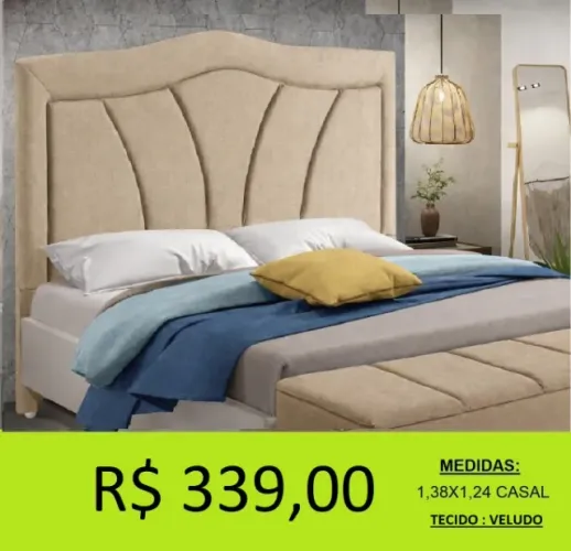 Cabeceira veludo bege casal - temos a pronta entrega 