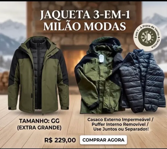 Jaqueta 3 em 1 masculina