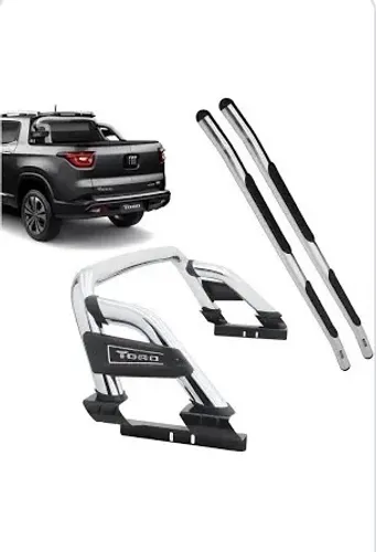 Kit de Santo Antônio e estribo cromado Fiat Toro 2022