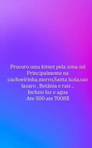 Alugo kitnet - bairros da zona oeste, zona sul ?