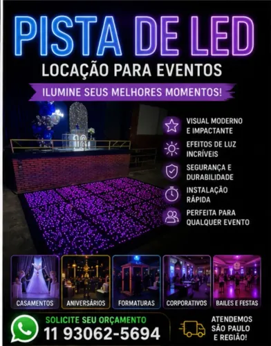 PISTA DE LED PARA 15 ANOS, CASAMENTO E FORMATURA