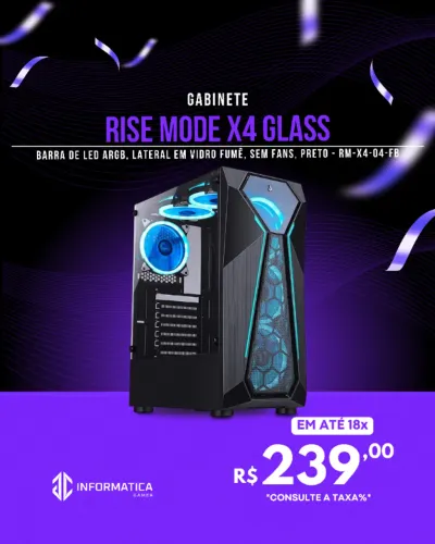 GABINETE GAMER RISE MODE X4 GLASS