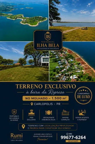 Vende-se terreno Beira da Represa no Condomínio Ilha Bela em Carlopolis PR