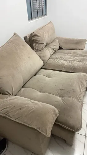 Sofá Retrátil e Reclinável Suede Bege