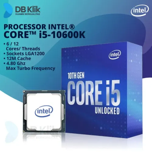 Processador Intel Core I5 10600K, 4.1 GHz (até 4.8 GHz), Cache 12MB, LGA 1200, Novo, Lacre