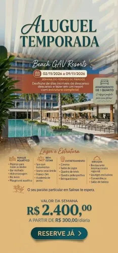 BEACH GAV RESORT SALINAS - 02 A 09 DE NOVEMBRO - 1 QUARTO