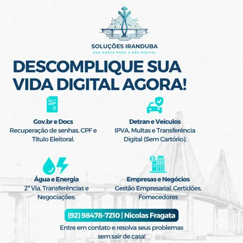 SOLUÇÕES IRANDUBA: Detran, Gov.br, Empresas e Contas