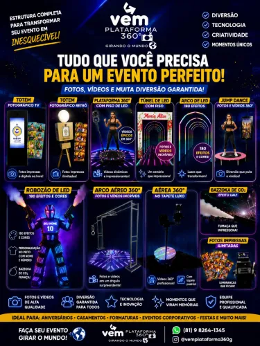 Totem fotográfico, robô de led , túnel de led piled , arco de led e muito mais