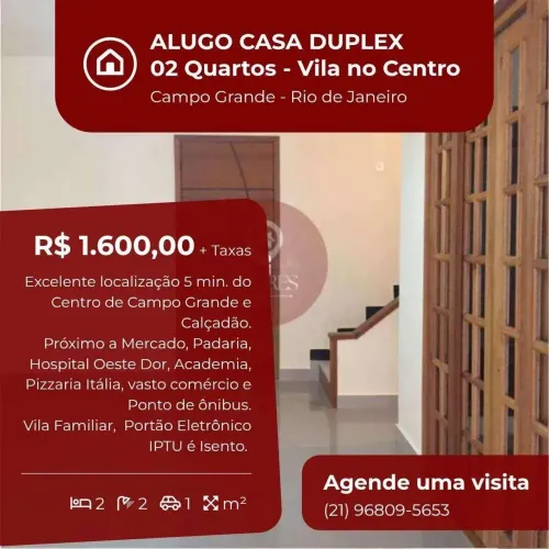 Casa de vila para alugar em Rio de Janeiro, Campo Grande, com 2 quartos, 66m²