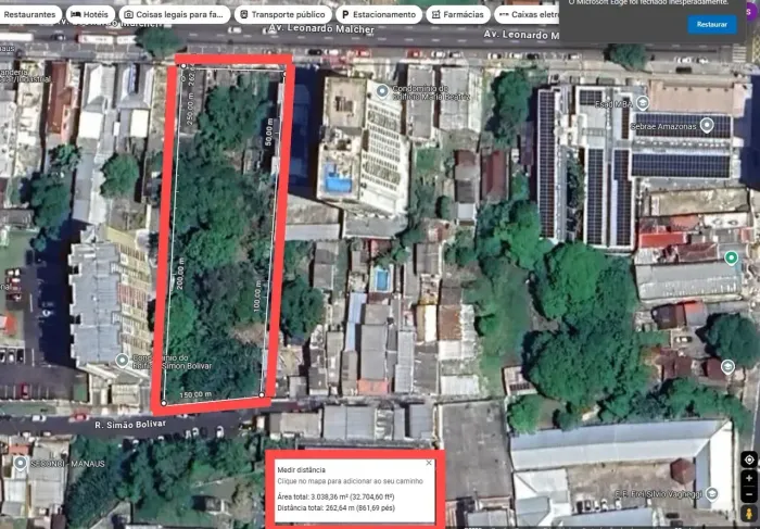 Terreno na Leonardo Malcher 3.000m2 fundos para Simão Bolivar