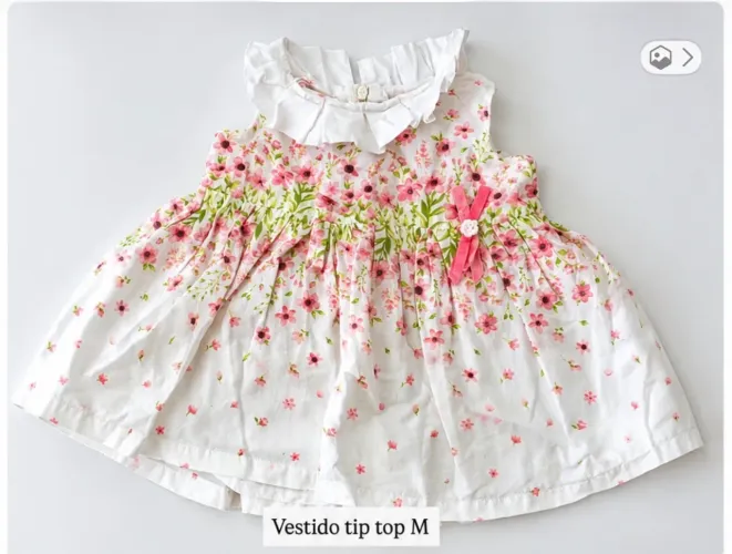Vestido Infantil Tip Top Tam M - Estampa Floral com Babado 
