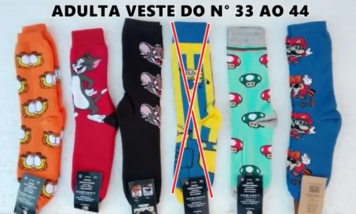 MEIA DIVERTIDAS PERSONAGENS ADULTO E INFANTIL