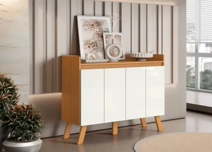 Aparador Aramoveis 4P Cinamomo.Branco - Entrega Rápida!
