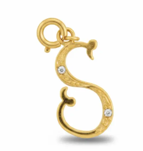 pingente letra S - dourado - bijouteria