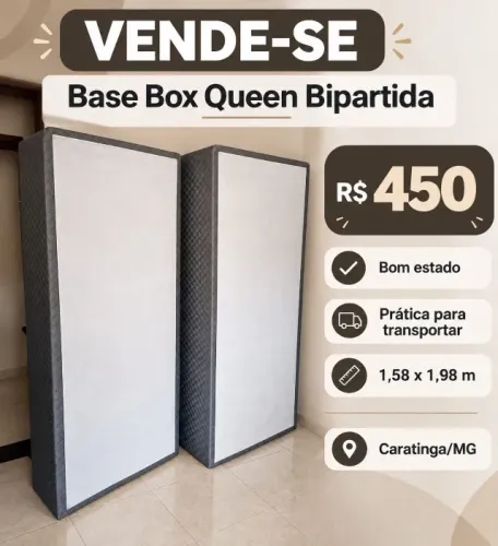 Base Box Queen Bipartida 1,58 x 1,98 - Bom Estado