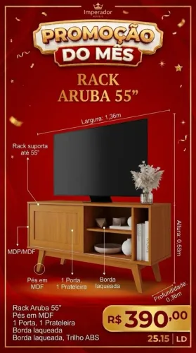 Rack Aruba para tv até 55 (Pague na entrega)