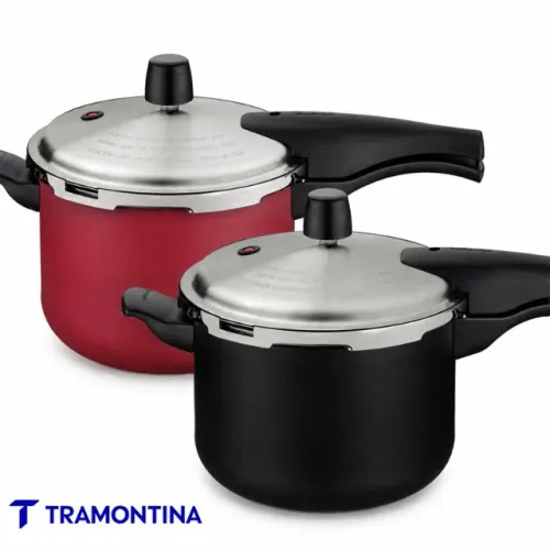 Panela de Pressão Antiaderente Tramontina 4,5L 20cm Vancouver Vermelho e Preto
