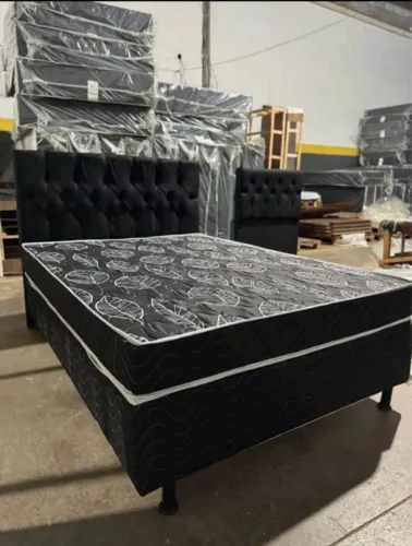 CAMA CASAL BOX CONJUGADA COM ESPUMA 14CM + CABECEIRA FRETE GRÁTIS 