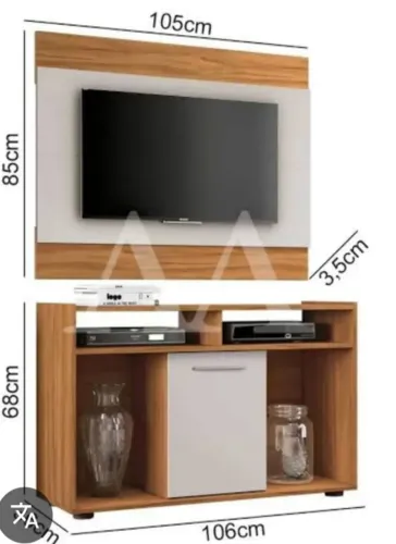 Rack com painel para TV até 43 polegadas
