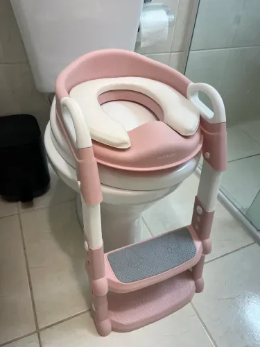 Assento Redutor Infantil Bora Baby com Escada Rosa - Desfralde