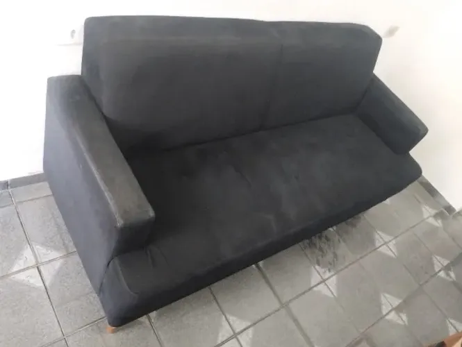 SOFÁ RONDOMÓVEIS 610 3 LUGARES ESPUMA D33 VELUDO PRETO
