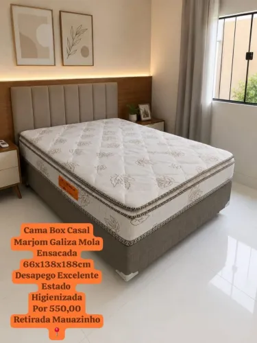 Cama Box Casal Conjugado Mola Ensacada Pilow Com Espuma Marjom Excelente Estado Mauazinho