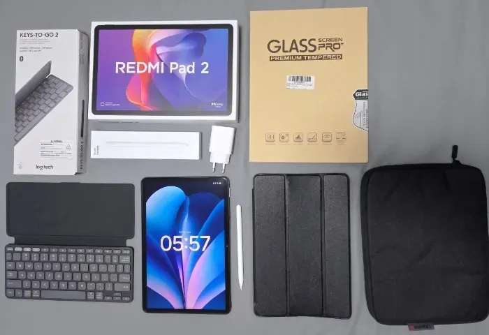 Tablet Xiaomi Redmi Pad 2 256GB + Caneta Stylus + Teclado Logitech + Capa + Película