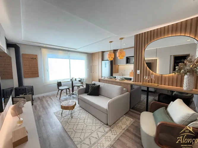Apartamento à venda MOBILIADO com uma suíte no centro de Nova Petrópolis RS. REF: 1681