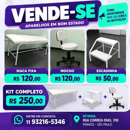 Kit de estética, maca, mocho e escada