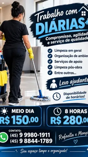 Diaristas, diária, limpeza pesada!