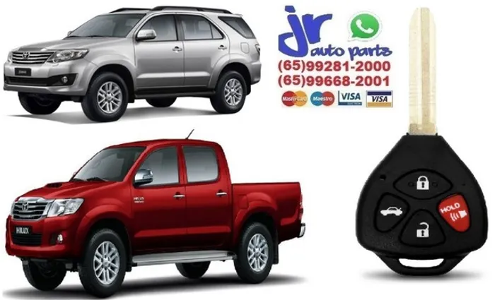 Chave Corolla Hilux 2005 a 2015 Com Lâmina Modelo Original 4 Botões Preta