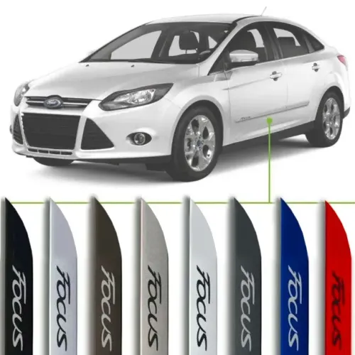 Friso Lateral Ford Focus 2014/- C/ Nome - Azul / Branco / Cinza / Preto / Vermelho / Prata