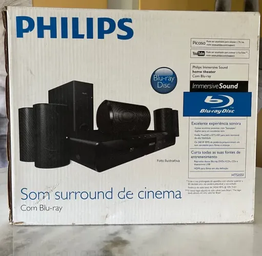 Home Theater Philips Immersive Sound com Blue- Ray NOVO E NA CAIXA.