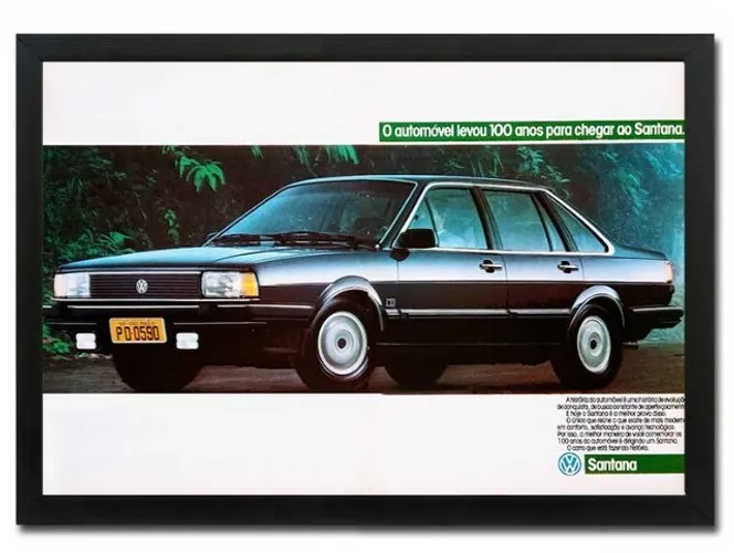 VW Santana 1986 - Quadro decorativo com propaganda original de revista