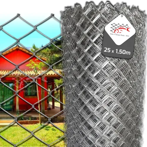 Tela Cerca Chácara Sítio Alambrado Fio 14 Malha 7cm - 25m X 1,50m