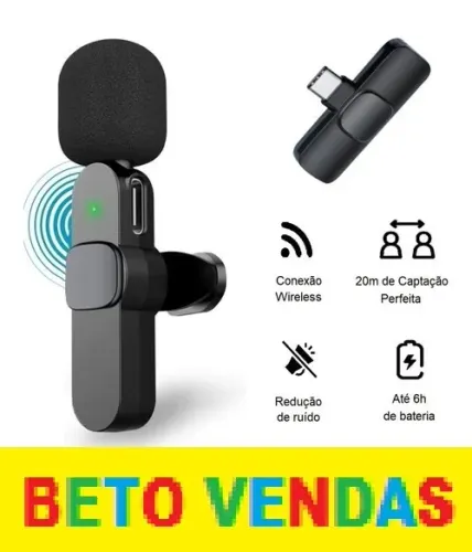 Microfone De Lapela Sem Fio Bluetooth