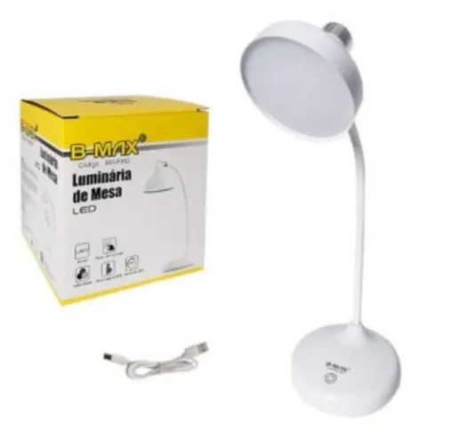 Luminaria De Mesa Led Articulada Abajur Base Branco